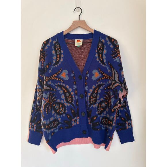 Farm Rio Toucans Mixed Scarf Print Oversized Sweater - XS - Picture 2 of 9